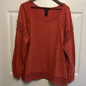 Wrangler Retro womens XXL coral long sleeve top shirt western lace detail